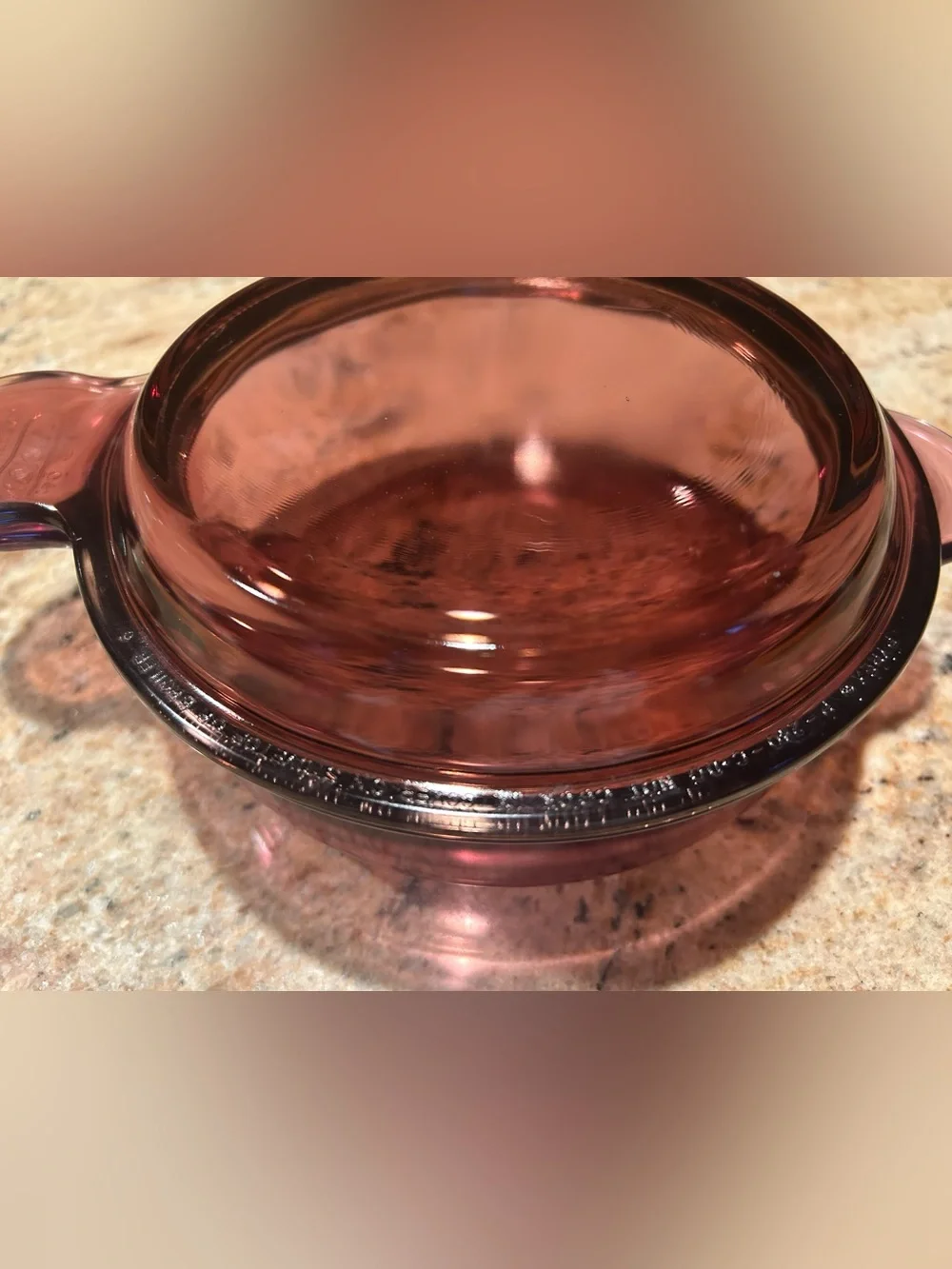 Visions #V-240-B 24oz Amethyst Cranberry Glass Covered Casserole Grab It style.